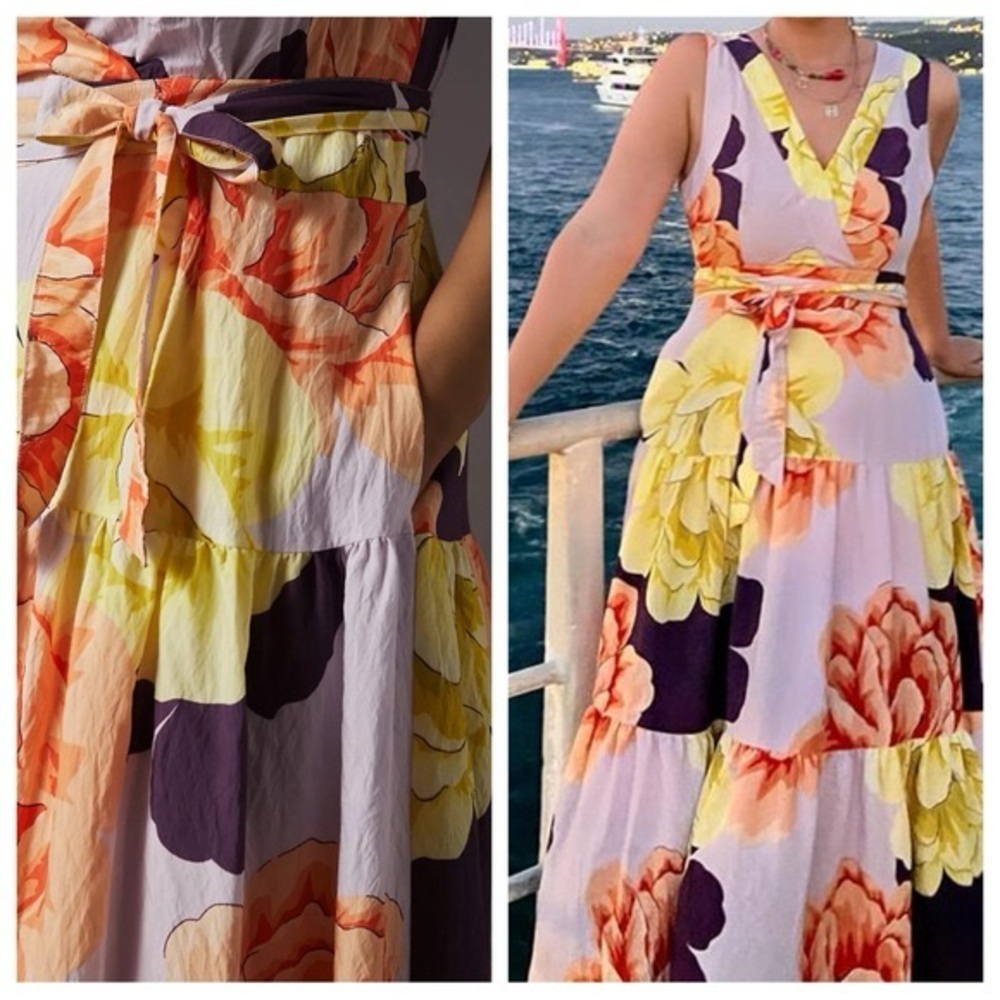 NWT Anthropologie Floral Wrap Maxi dress by Maeve - Picture 3 of 13